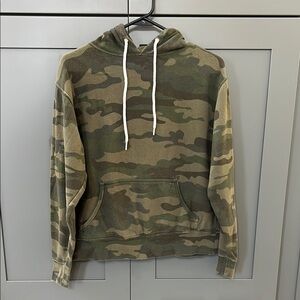 Green and Brown Camouflage Sweatshirt with Hood